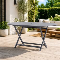 Folding Outdoor Dining Table Grey Garden Furniture Patio Acacia Wood Solid