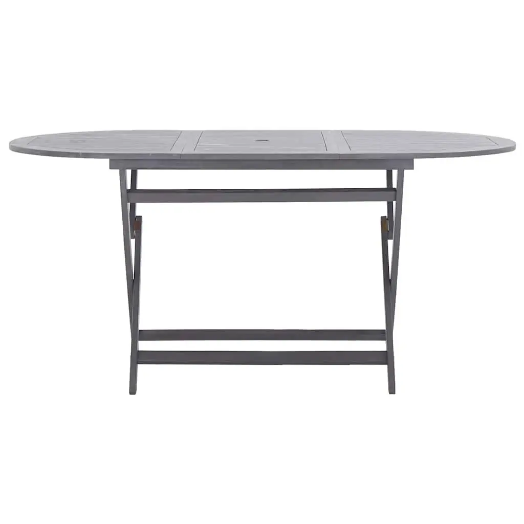 Folding Outdoor Dining Table Grey Patio Garden Furniture Solid Acacia Wood 160 x 85 x 75 cm