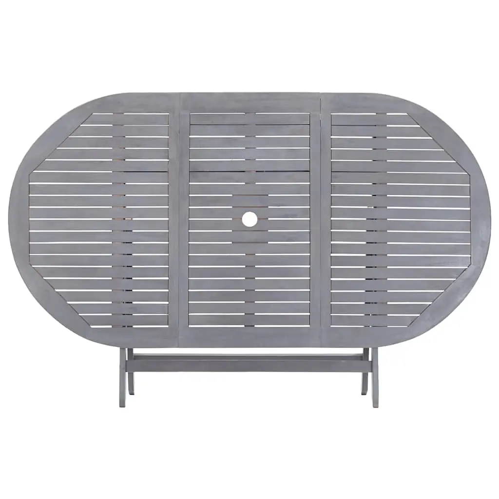 Folding Outdoor Dining Table Grey Patio Garden Furniture Solid Acacia Wood 160 x 85 x 75 cm