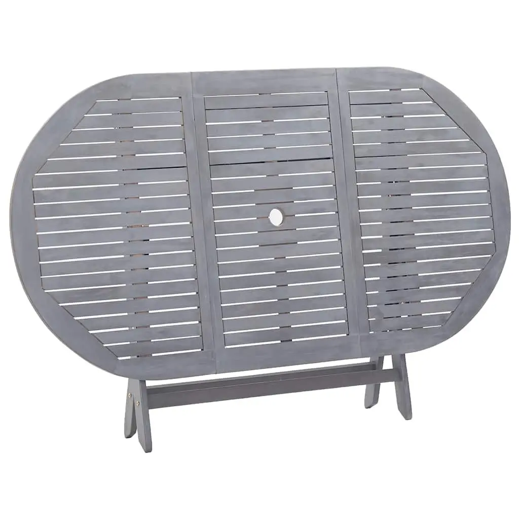Folding Outdoor Dining Table Grey Patio Garden Furniture Solid Acacia Wood 160 x 85 x 75 cm