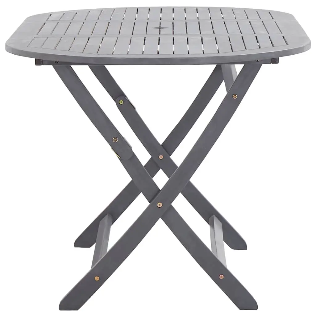 Folding Outdoor Dining Table Grey Patio Garden Furniture Solid Acacia Wood 160 x 85 x 75 cm