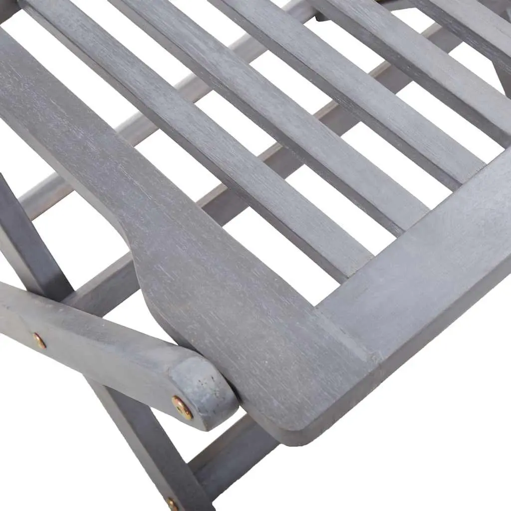 Folding Outdoor Chairs Garden Patio 2 Pcs Grey Solid Acacia Wood