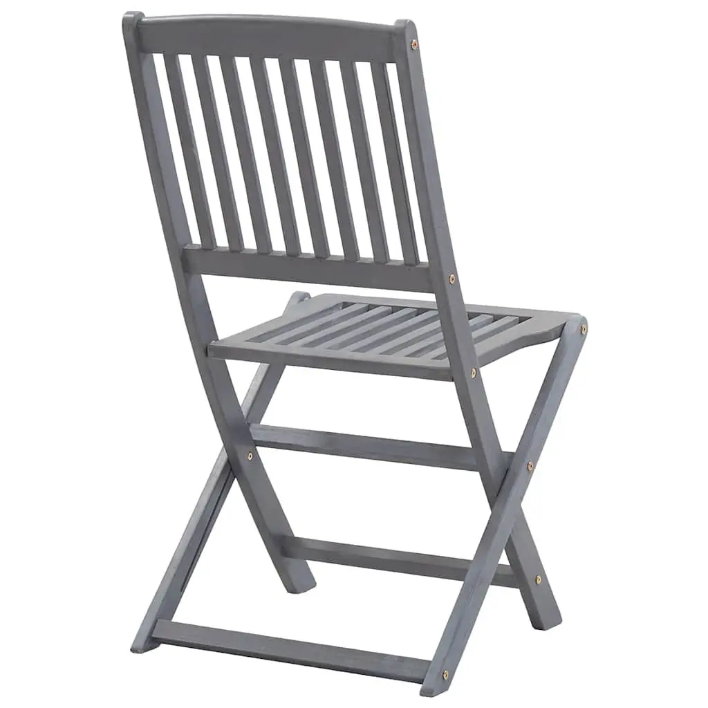 Folding Outdoor Chairs Garden Patio 2 Pcs Grey Solid Acacia Wood