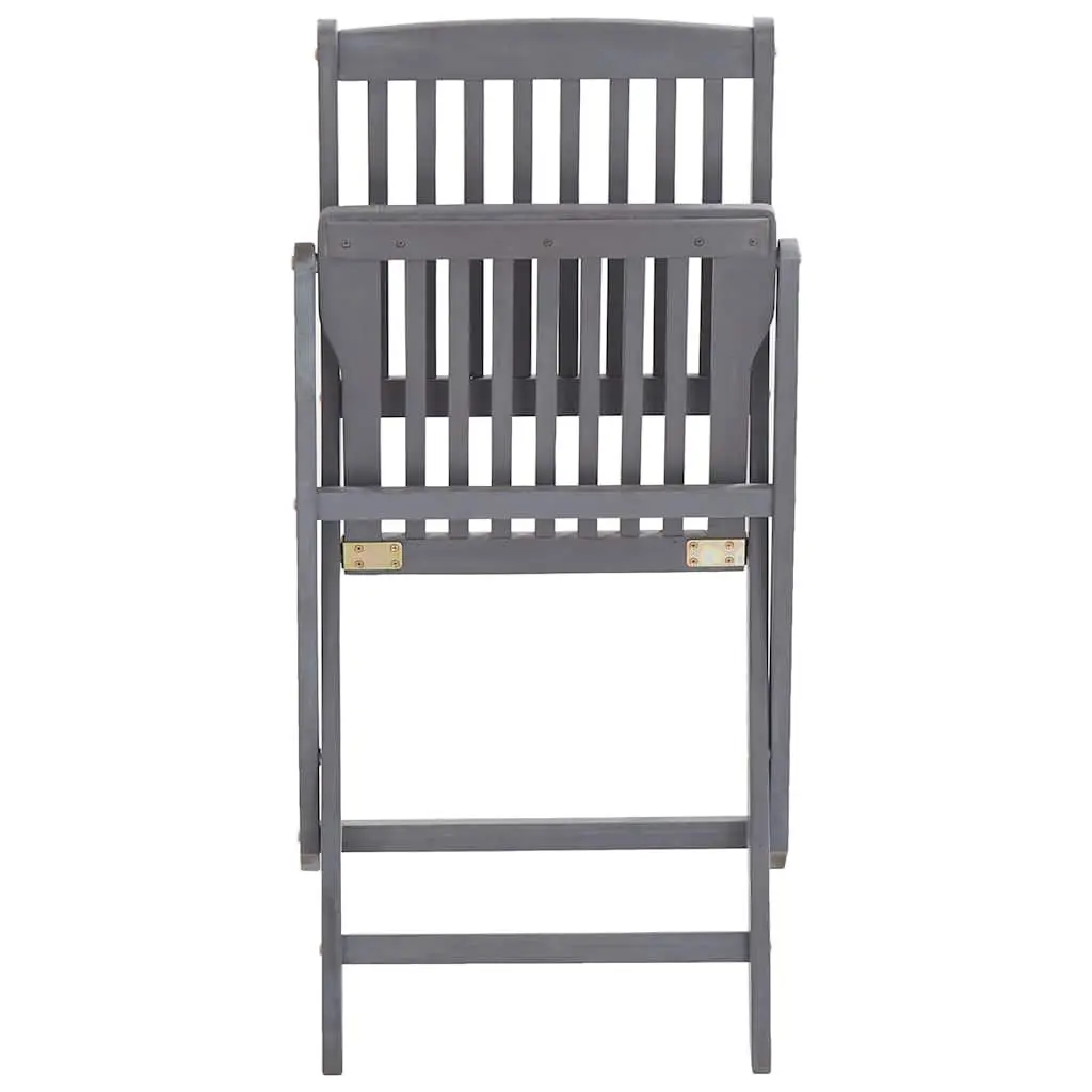 Folding Outdoor Chairs Garden Patio 2 Pcs Grey Solid Acacia Wood