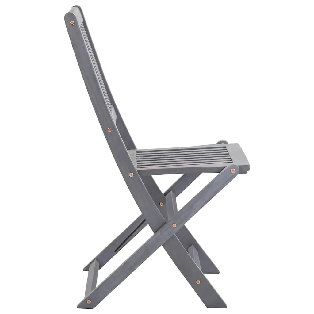 Folding Outdoor Chairs Garden Patio 2 Pcs Grey Solid Acacia Wood