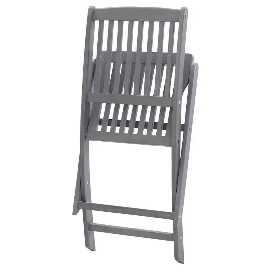 Folding Outdoor Chairs 4 pcs Grey Solid Acacia Wood Garden Patio Dining Seating