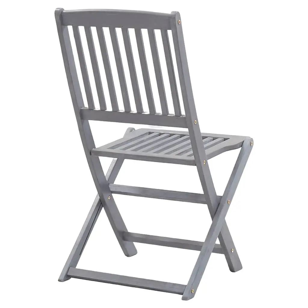 Folding Outdoor Chairs 4 pcs Grey Solid Acacia Wood Garden Patio Dining Seating