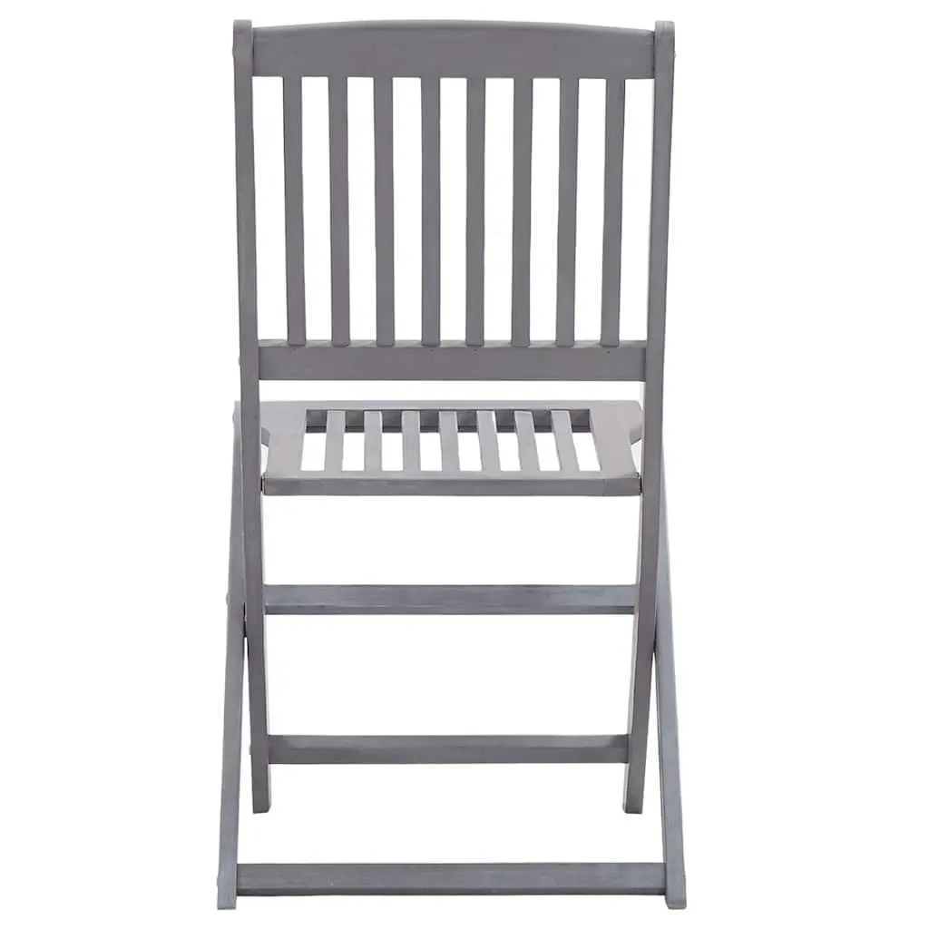 Folding Outdoor Chairs 4 pcs Grey Solid Acacia Wood Garden Patio Dining Seating