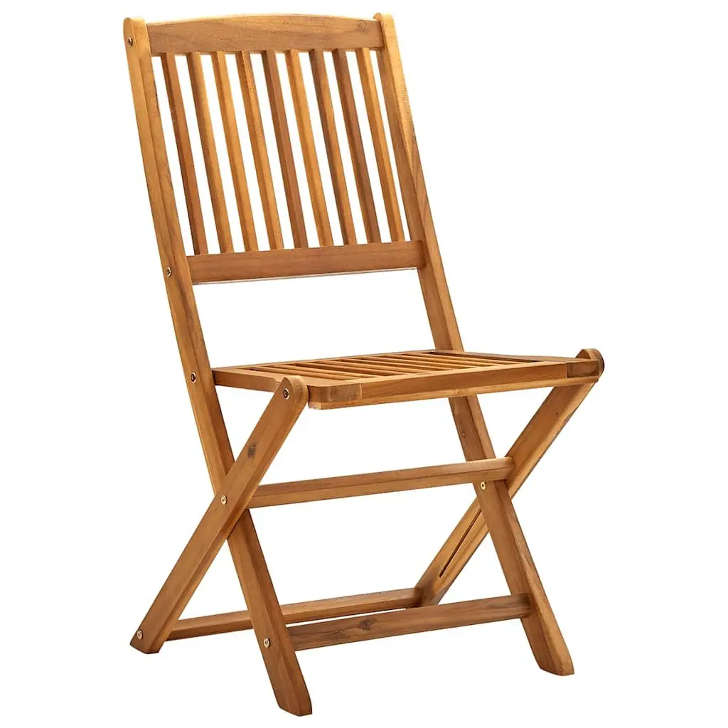 Outdoor Folding Chairs 4 Pieces Brown Garden Patio Seating Wooden Dining Set