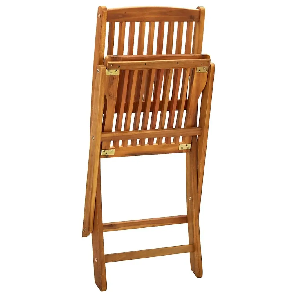 Outdoor Folding Chairs 4 Pieces Brown Garden Patio Seating Wooden Dining Set