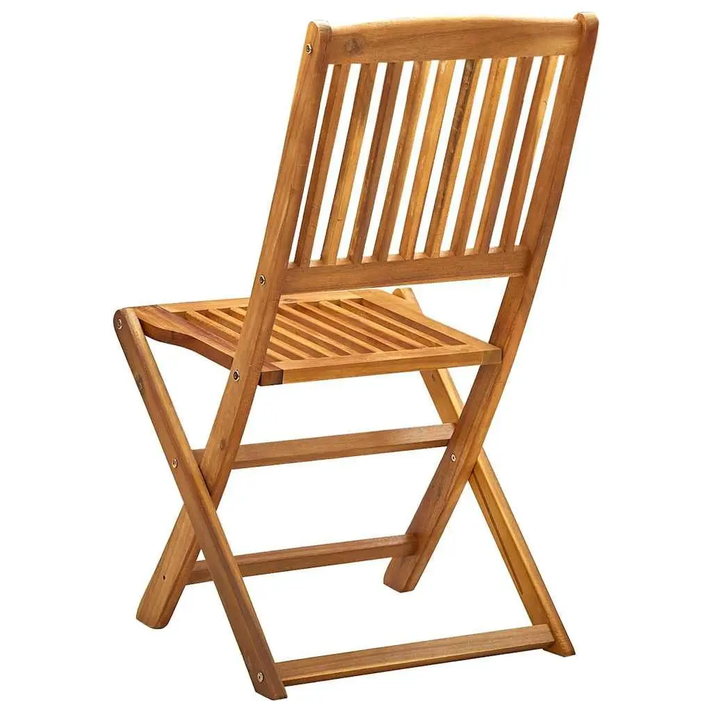 Outdoor Folding Chairs 4 Pieces Brown Garden Patio Seating Wooden Dining Set