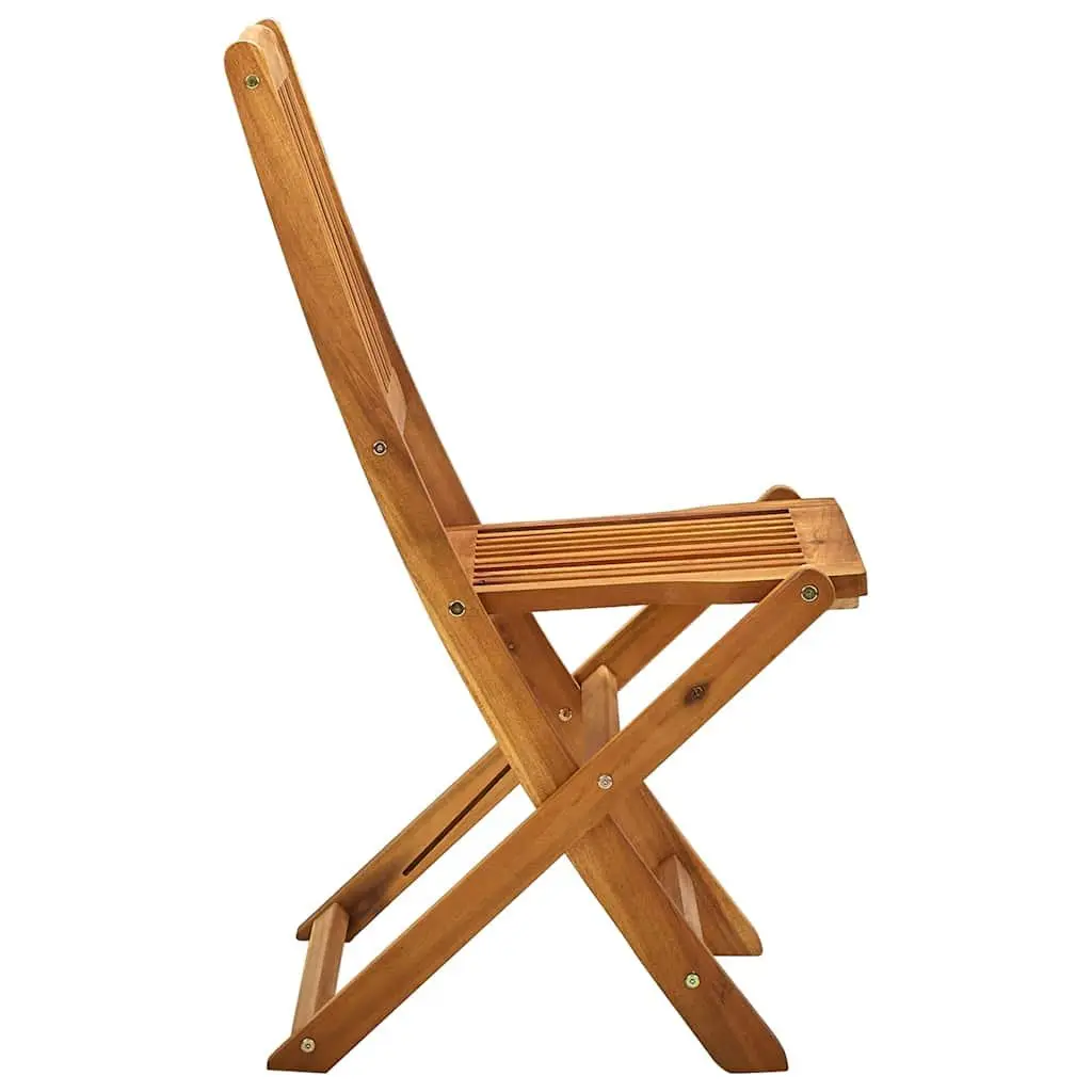 Outdoor Folding Chairs 4 Pieces Brown Garden Patio Seating Wooden Dining Set