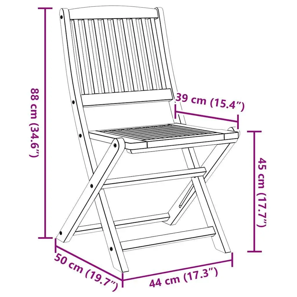 Outdoor Folding Chairs 4 Pieces Brown Garden Patio Seating Wooden Dining Set
