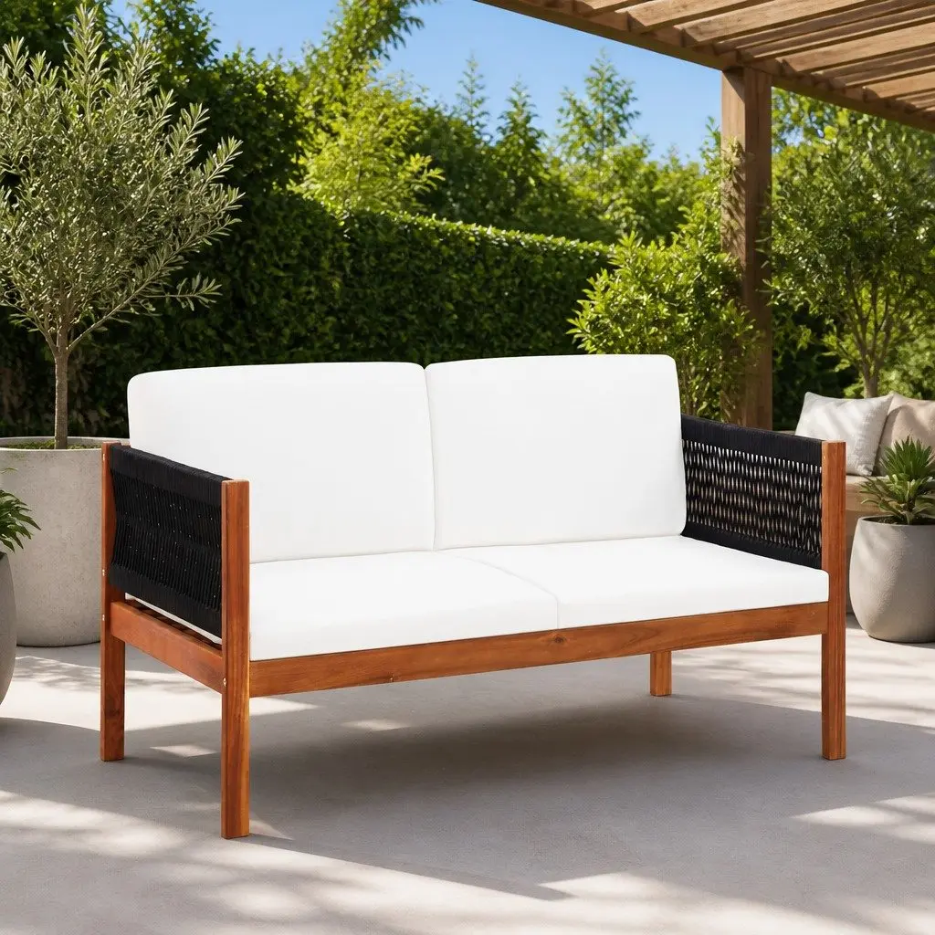 Acacia Wood 2-Seater Outdoor Sofa