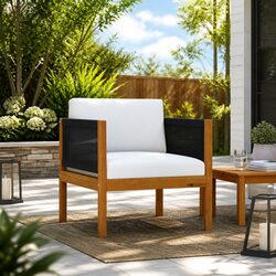 Outdoor Garden Chairs 2pc Set Solid Wood Patio Seating Rope Design Brown