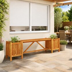 Dimensions: 150x30x40cm Acacia Garden Bench with Planters