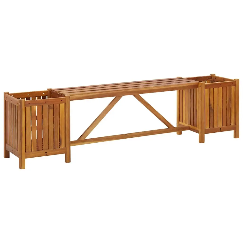 Garden Bench Outdoor Seating with 2 Planters Acacia Wood 150x30x40cm