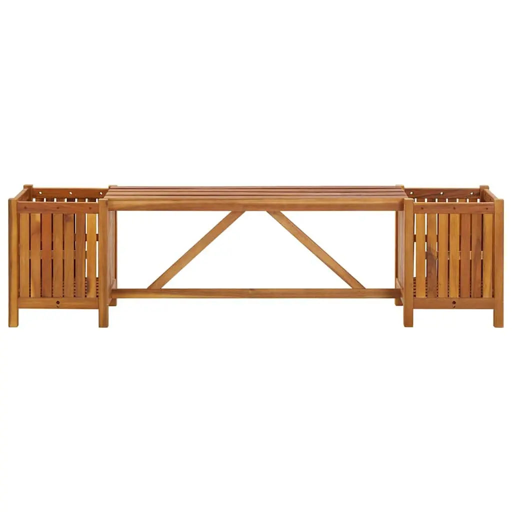 Garden Bench Outdoor Seating with 2 Planters Acacia Wood 150x30x40cm
