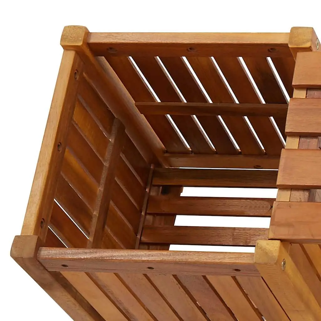 Garden Bench Outdoor Seating with 2 Planters Acacia Wood 150x30x40cm