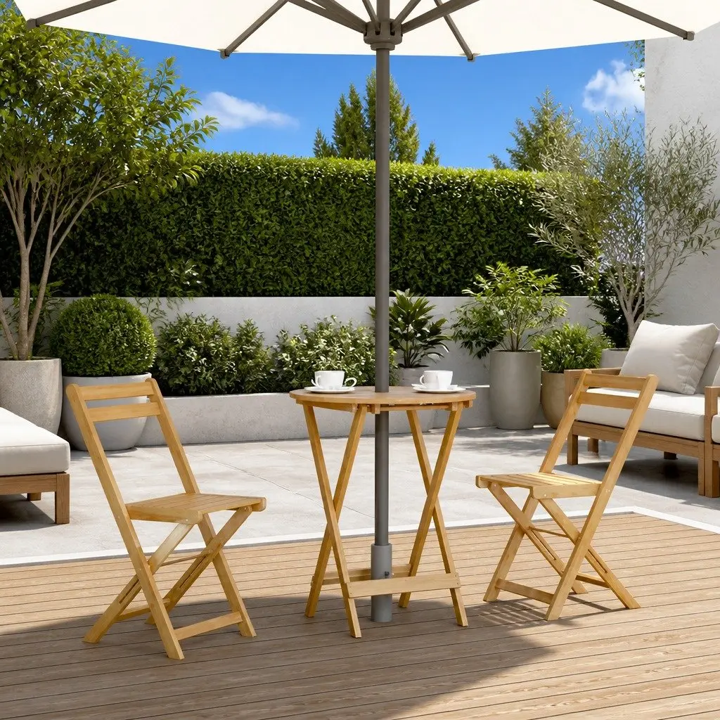 Folding Garden Dining Table Outdoor Patio Furniture Brown Acacia Wood 60x75cm