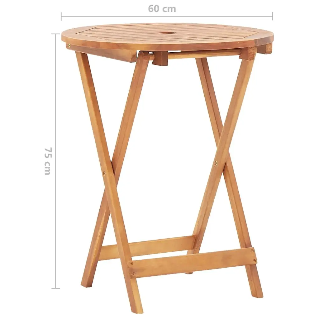 Folding Garden Dining Table Outdoor Patio Furniture Brown Acacia Wood 60x75cm