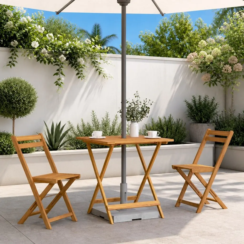 Folding Garden Dining Table 70x70x75cm Outdoor Patio Furniture Brown Wood