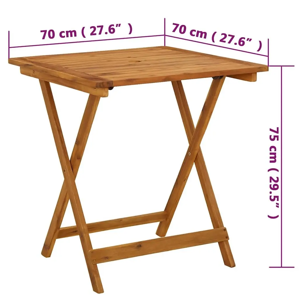 Folding Garden Dining Table 70x70x75cm Outdoor Patio Furniture Brown Wood