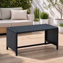 Black Poly Rattan Coffee Table 70x40x38 cm Outdoor Garden Patio Furniture