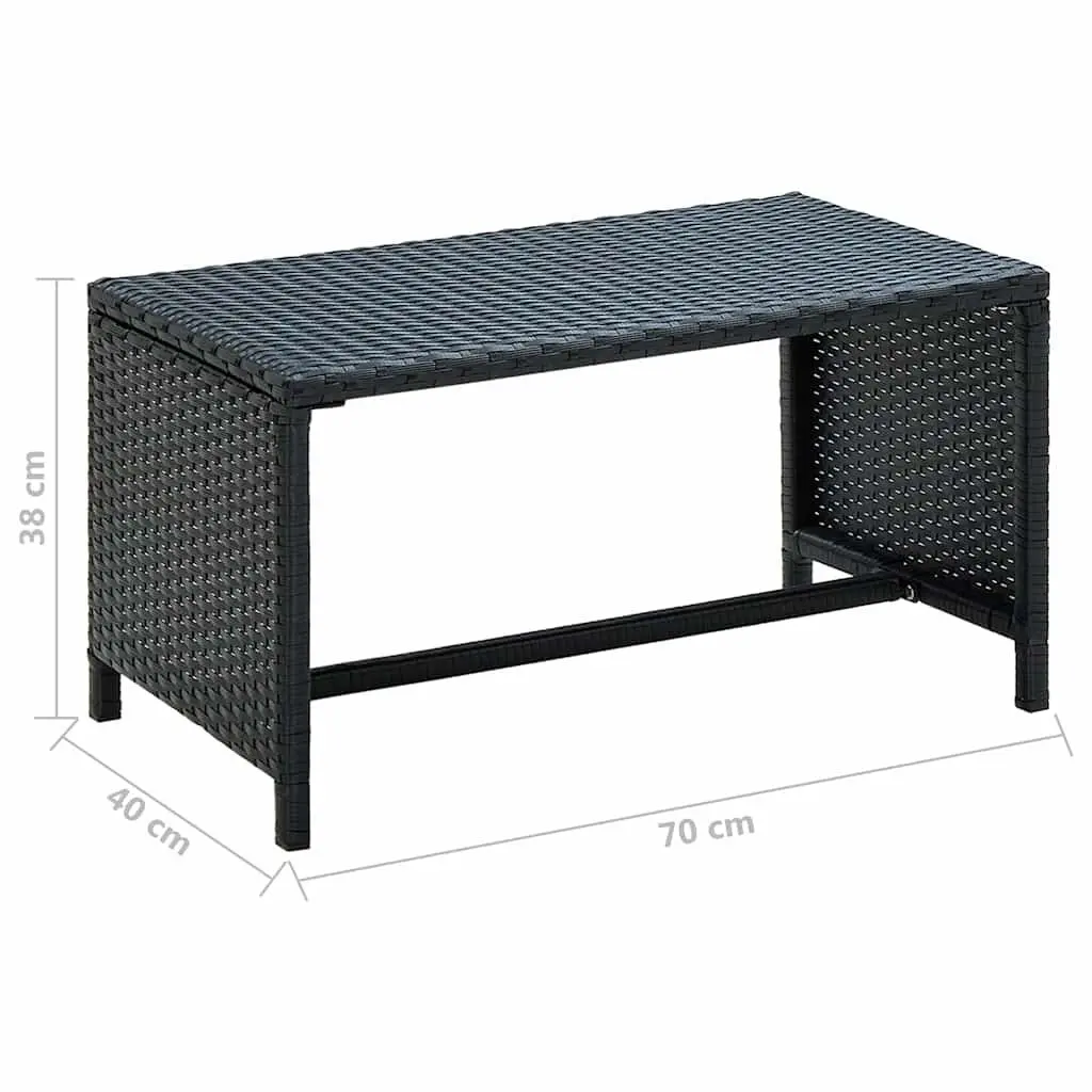 Black Poly Rattan Coffee Table 70x40x38 cm Outdoor Garden Patio Furniture