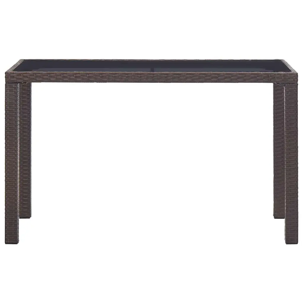 Outdoor Garden Dining Table Brown Poly Rattan 123 x 60 x 74 cm