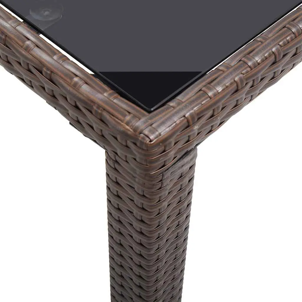 Outdoor Garden Dining Table Brown Poly Rattan 123 x 60 x 74 cm