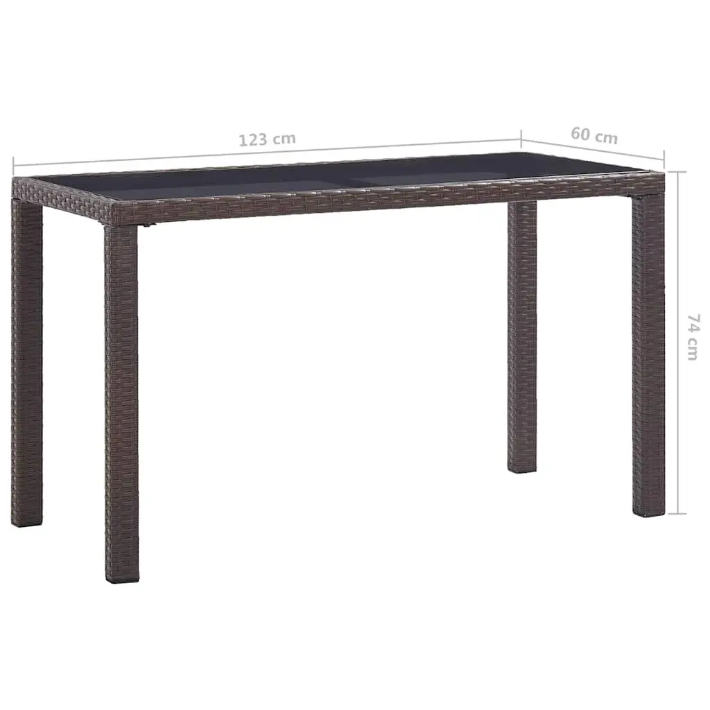 Outdoor Garden Dining Table Brown Poly Rattan 123 x 60 x 74 cm