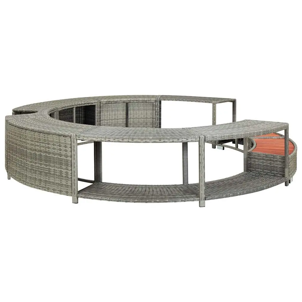 Grey Poly Rattan Hot Tub Surround