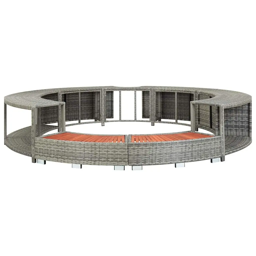 Grey Poly Rattan Hot Tub Surround