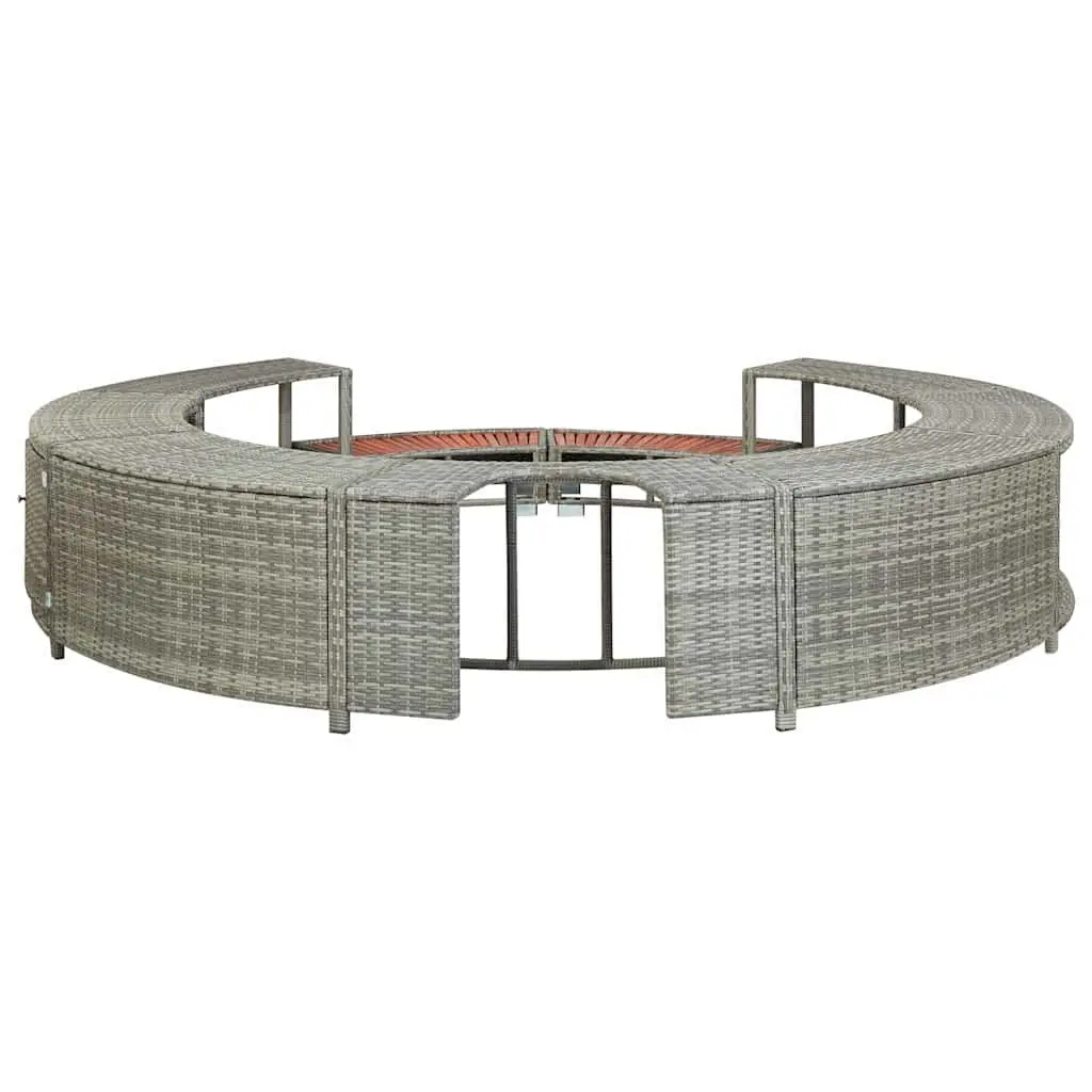 Grey Poly Rattan Hot Tub Surround