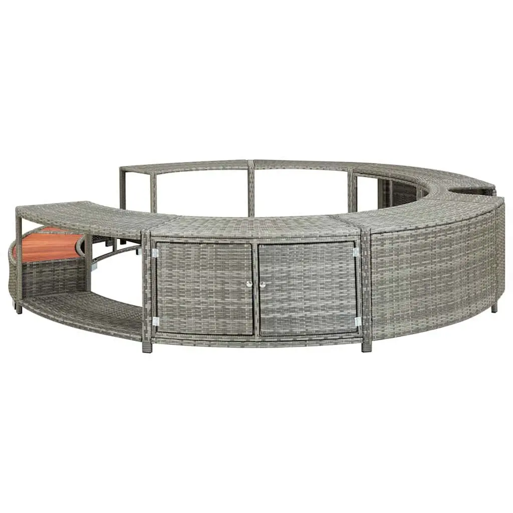 Grey Poly Rattan Hot Tub Surround