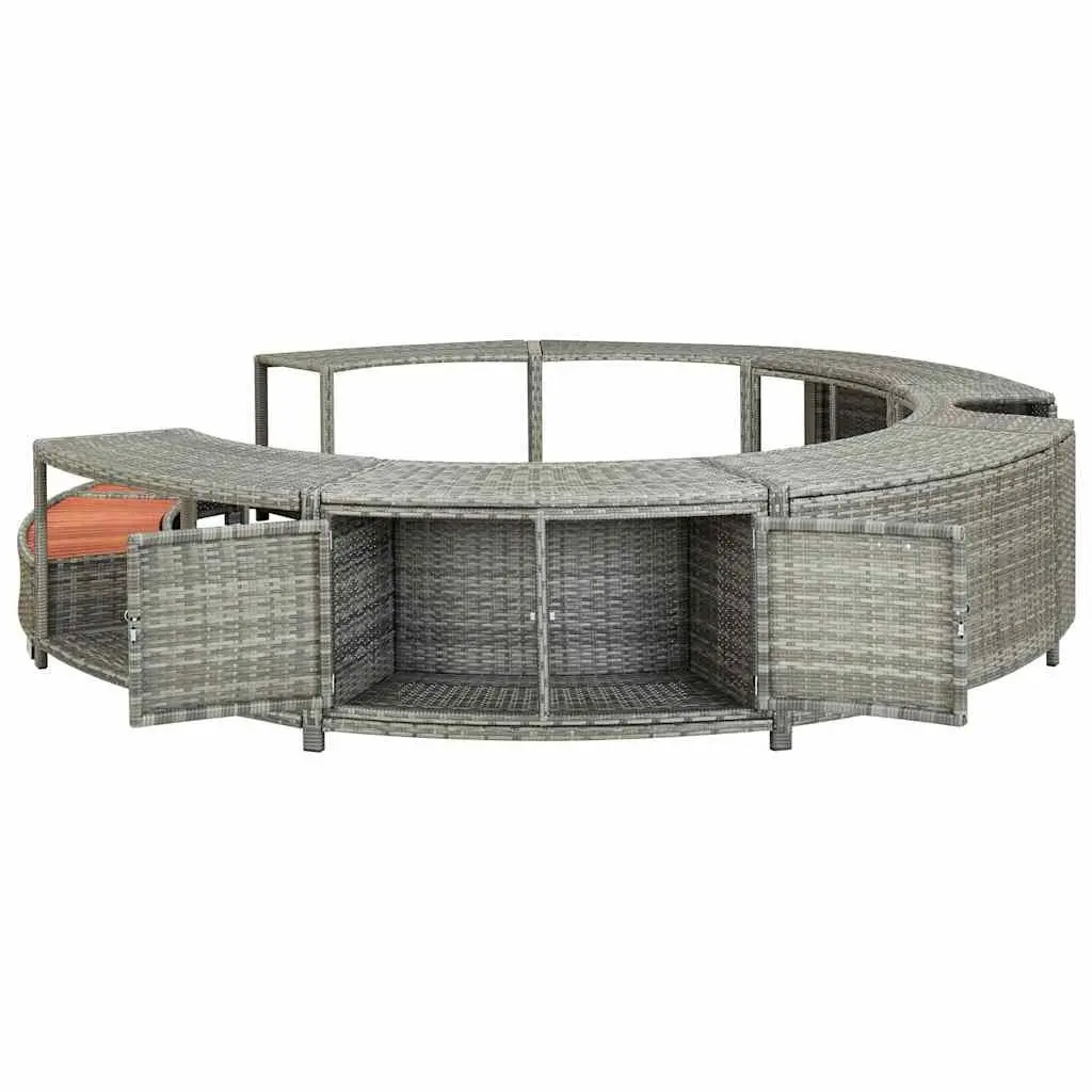 Grey Poly Rattan Hot Tub Surround