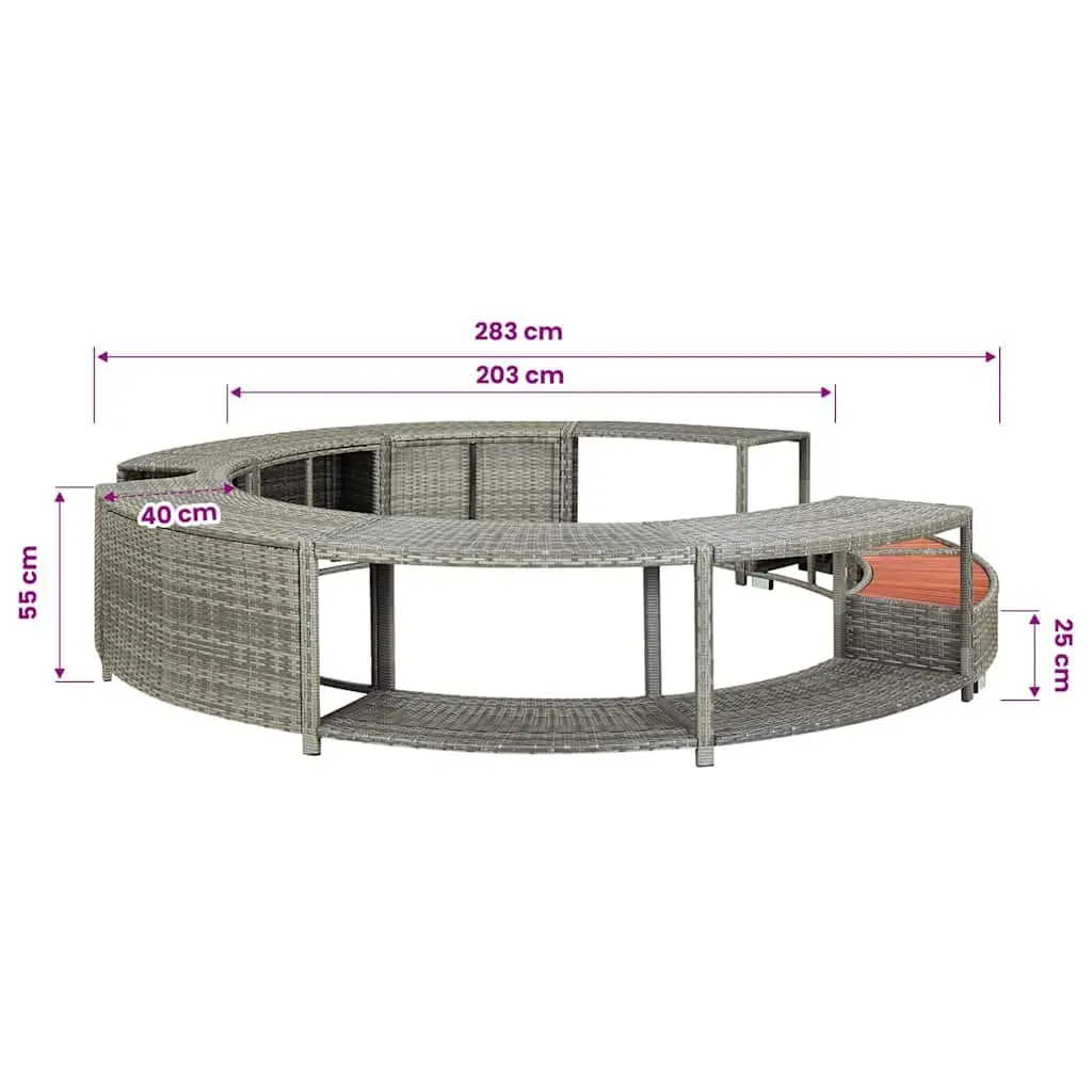 Grey Poly Rattan Hot Tub Surround