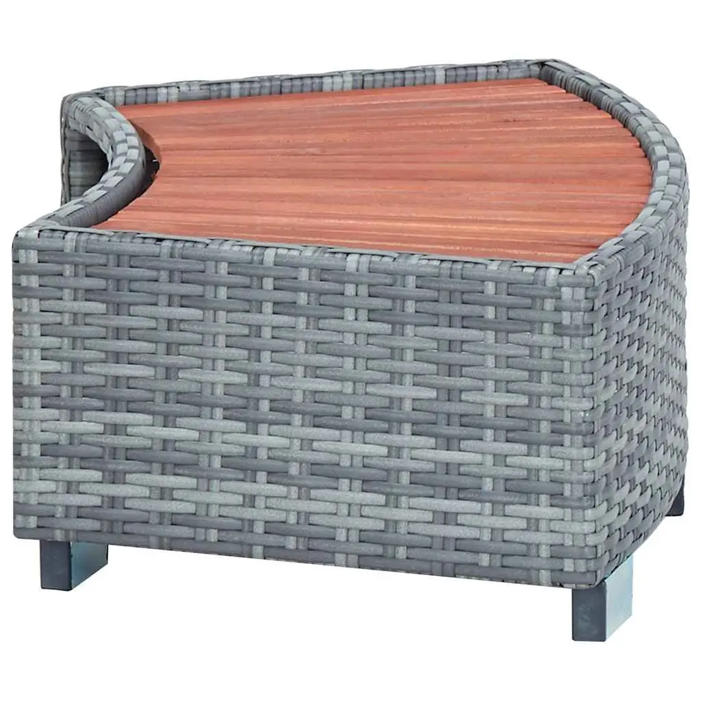 Spa Step Grey Poly Rattan Hot Tub Access Pool Ladder Stepping Stool Outdoor