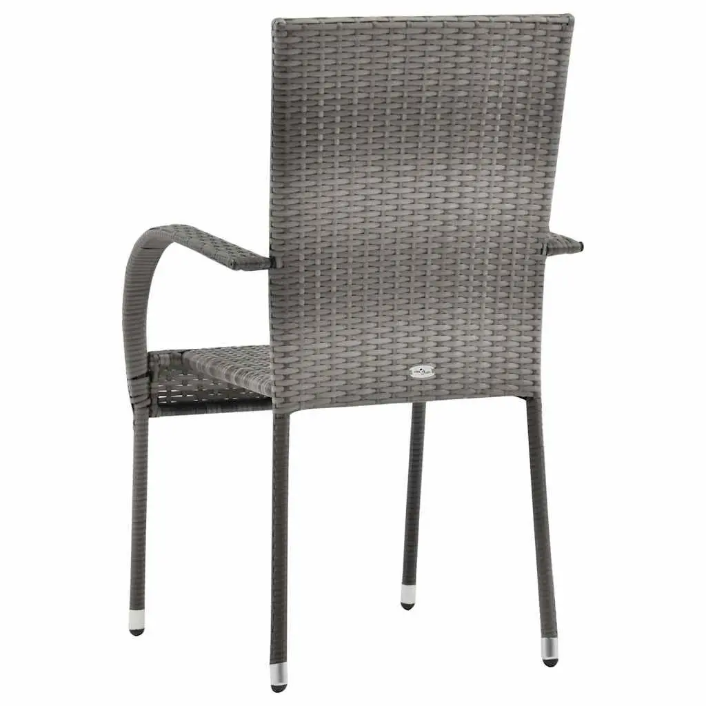 Stackable Outdoor Chairs 2pc Grey Garden Patio Dining Seating Set