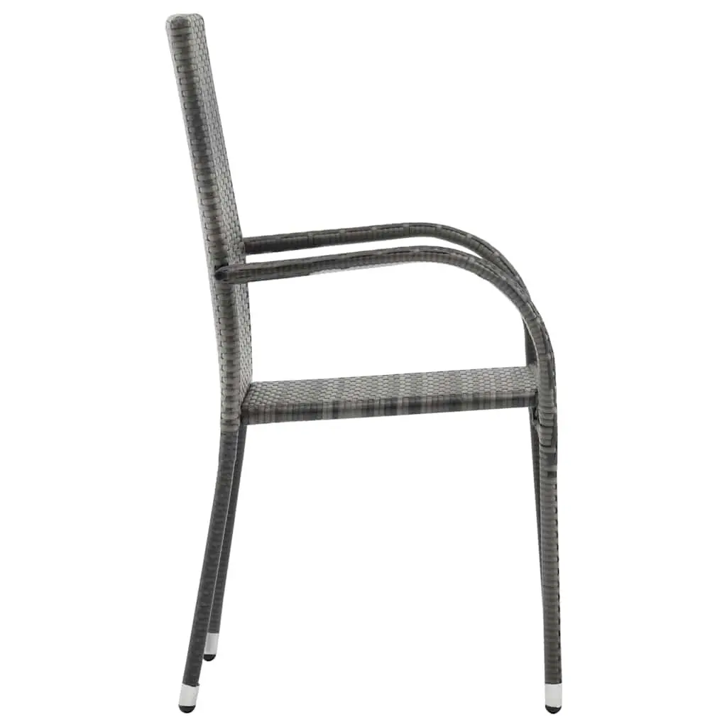 Stackable Outdoor Chairs 2pc Grey Garden Patio Dining Seating Set