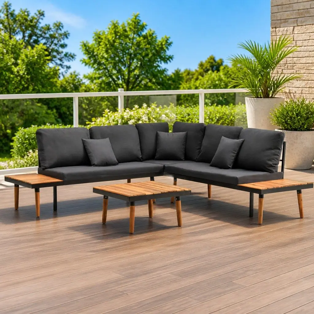 Garden Lounge Set Outdoor Sofa Patio Furniture 4 Piece Grey