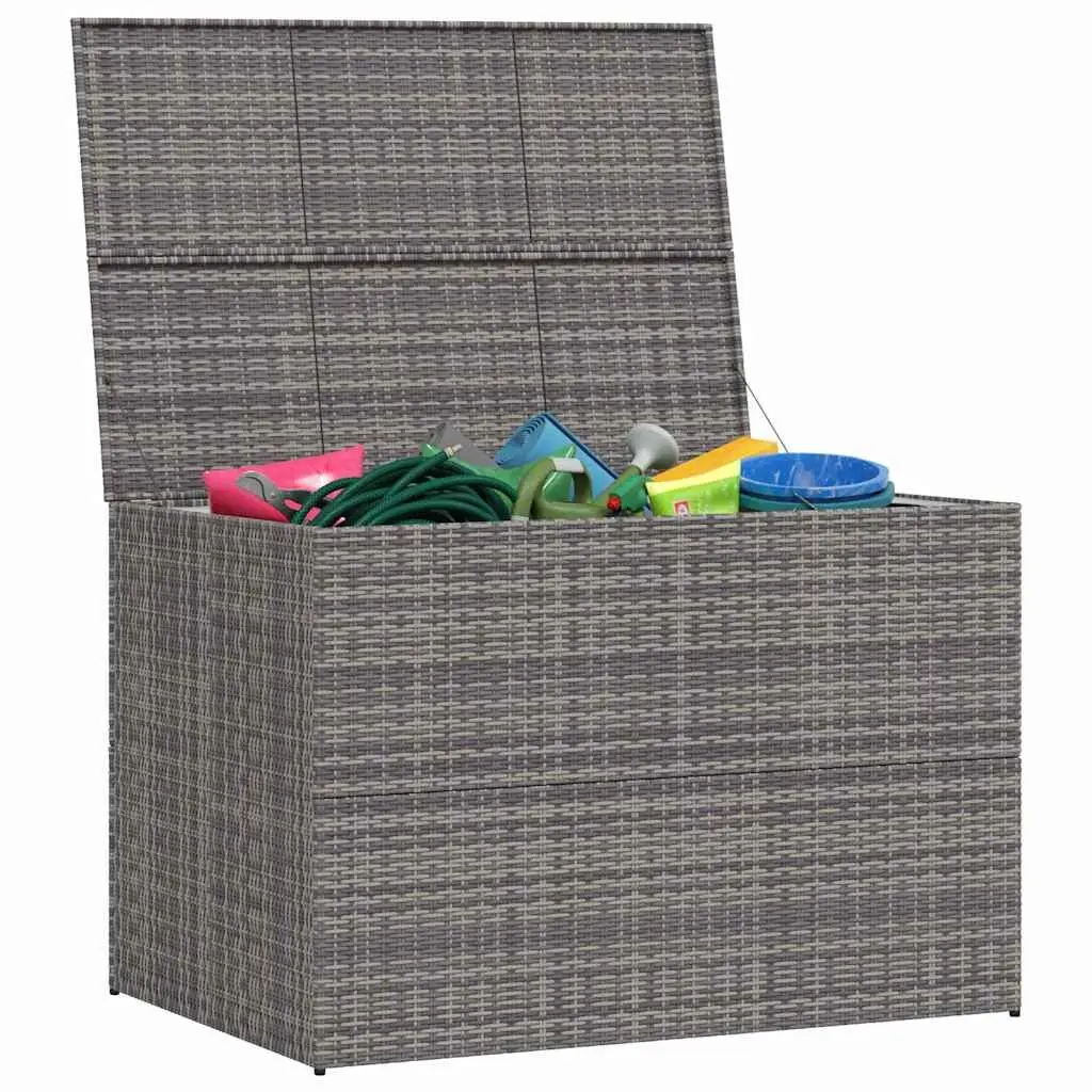 Outdoor Storage Box Grey Poly Rattan Garden Furniture Deck Patio Chest