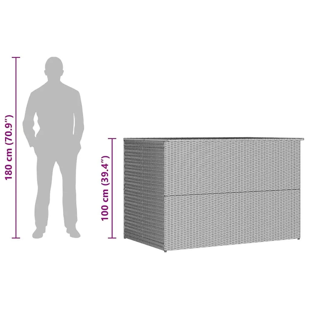 Outdoor Storage Box Grey Poly Rattan Garden Furniture Deck Patio Chest