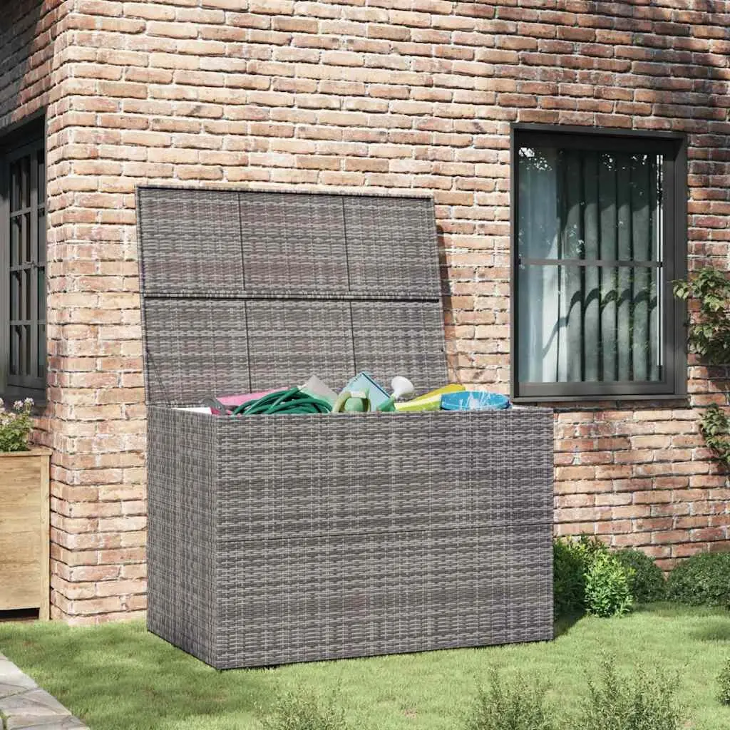 Outdoor Storage Box Grey Poly Rattan Garden Furniture Deck Patio Chest