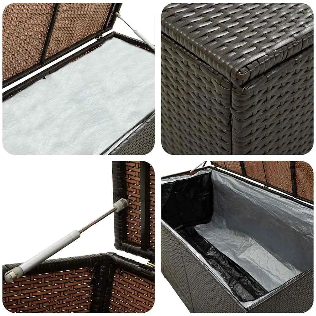 Garden Storage Box Poly Rattan Outdoor Indoor Trunk Brown 100x50x50cm