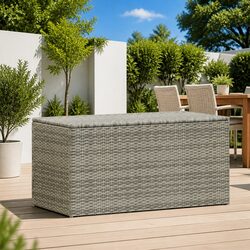 Poly Rattan Garden Storage Box 100x50x50cm Grey - Specs Inside