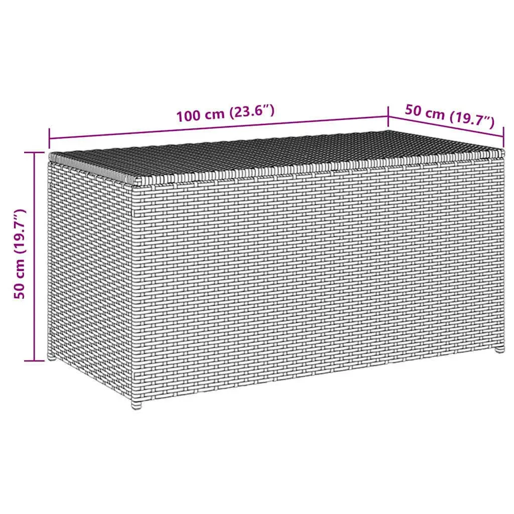 Outdoor Storage Box Poly Rattan 100x50x50cm Grey Garden Furniture