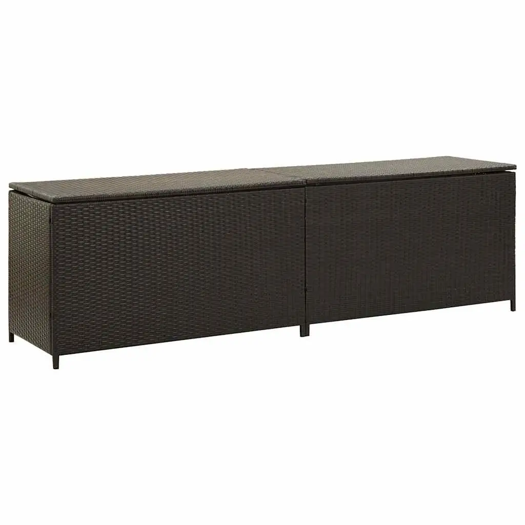 Outdoor Storage Box Garden Poly Rattan Brown 200x50x60 cm