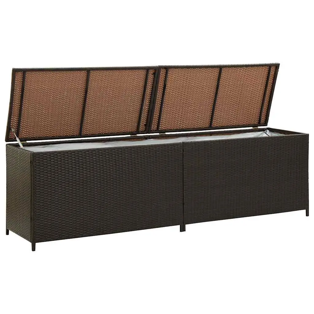 Outdoor Storage Box Garden Poly Rattan Brown 200x50x60 cm